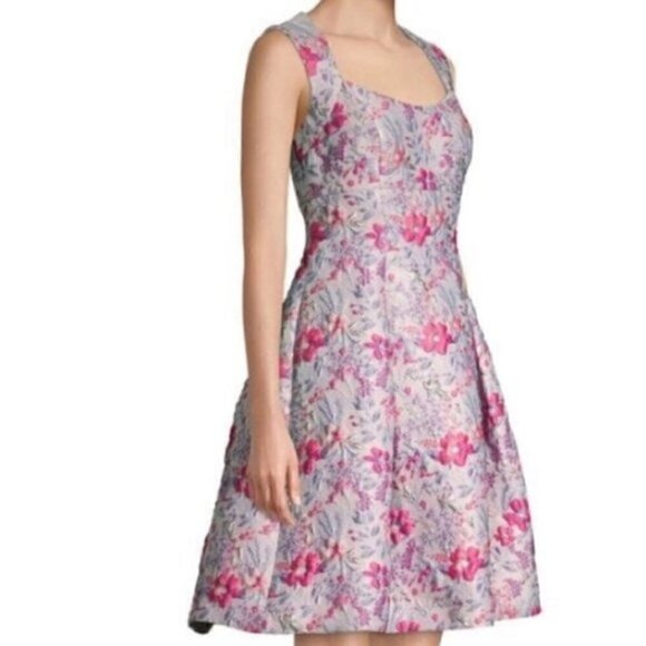 NWT. Aidan Mattox 6 Jacquard Open Back Flare Dress. - Picture 2 of 16